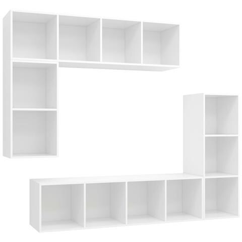 Set di Mobili Porta TV 4 pz Bianco in Legno Multistrato - Foto 1