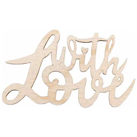 Parola In Legno 'with Love' 6.3 X 3,7 X 0,3 Cm - Foto 1