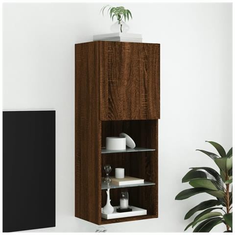 Mobile Tv Con Luci Led Rovere Marrone 40,5x30x102 Cm - Foto 1