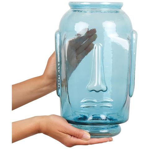 Vaso Decorativo Sambar Realizzato A Mano Vetro Blu - Foto 2