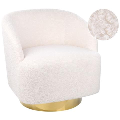Poltrona Bouclé Bianco Crema E Oro Lavik - Foto 2
