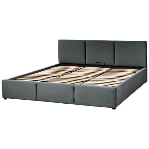 Letto Contenitore Velluto Bousse 180 X 200 Cm Grigio Scuro - Foto 2