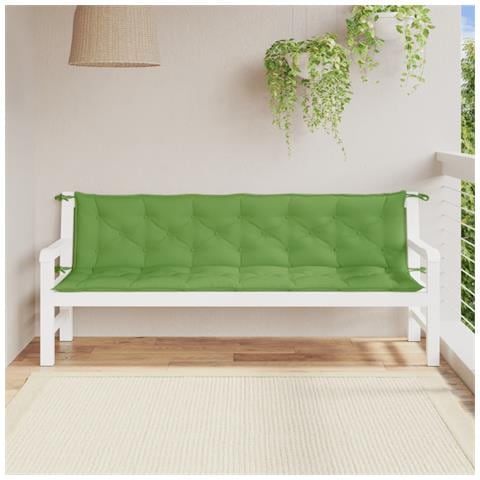 Cuscini Panca Giardino 2pz Verde Mélange 200x50x7 Cm Tessuto - Foto 3