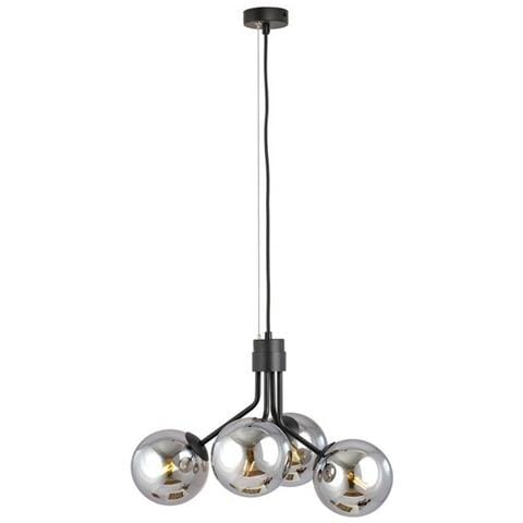 Lampada A Sospensione Nova - Nero, Grigio - Acciaio Verniciato A Polvere, Vetro - 46x100x46 Cm - Foto 1