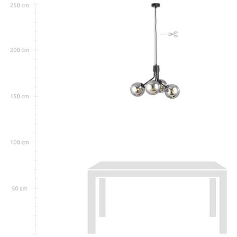 Lampada A Sospensione Nova - Nero, Grigio - Acciaio Verniciato A Polvere, Vetro - 46x100x46 Cm - Foto 6