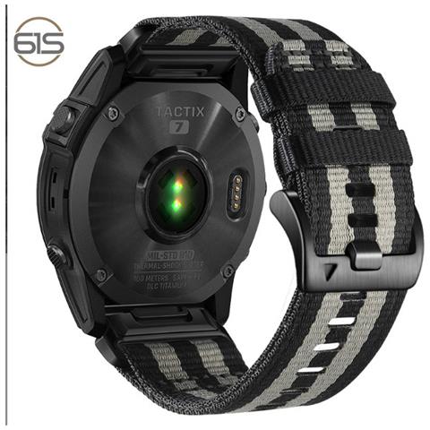 Cinturino Quick Release In Nylon Per Garmin Fenix 5x 6x 7x Tactix 7 Pro Black + Light Gray 22 Mm - Foto 1