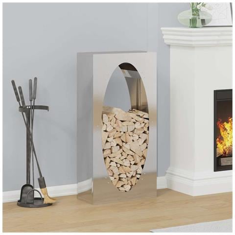 Rastrelliera per Legna da Ardere 50x23x100 cm in Acciaio Inox - Foto 1