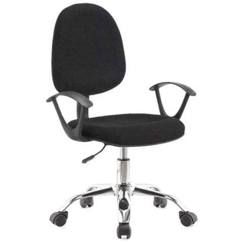 Poltrona Da Ufficio Cr131 In Tessuto Nero E Base Cromata - Foto 1