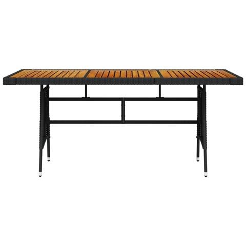 Lusso Casadino -  Tavolo Giardino Nero 160x70x72cm Polyrattan E Massello D'acacia - Foto 1