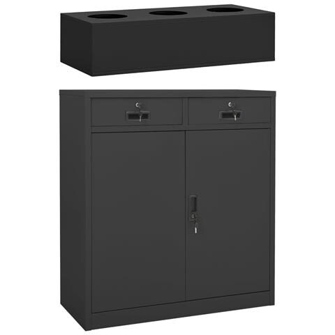 Lusso Casadino -  Armadio Ufficio Con Fioriera Antracite 90x40x125 Cm In Acciaio - Foto 2