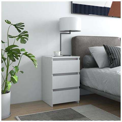 Lusso Casadino -  Comodini 2 Pz Bianchi 40x35x62,5 Cm In Legno Multistrato - Foto 8