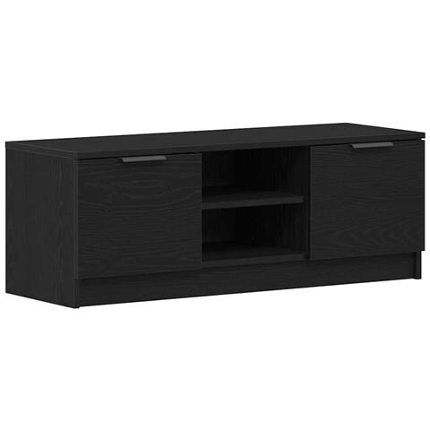 Mobile TV Nero Rovere 102x35x36,5 cm Legno ingegnerizzato - Foto 1