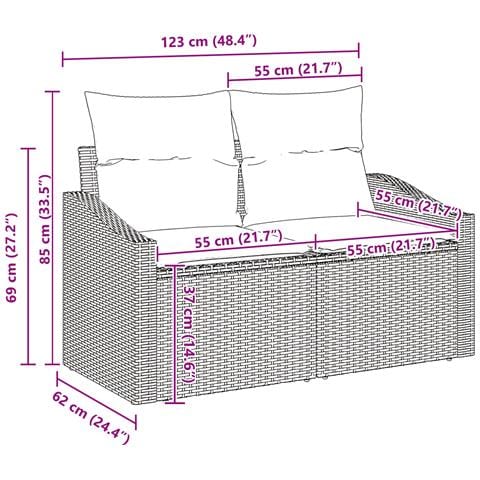 Set di divani da giardino 4 pezzi con cuscini beige polyrattan - Foto 9