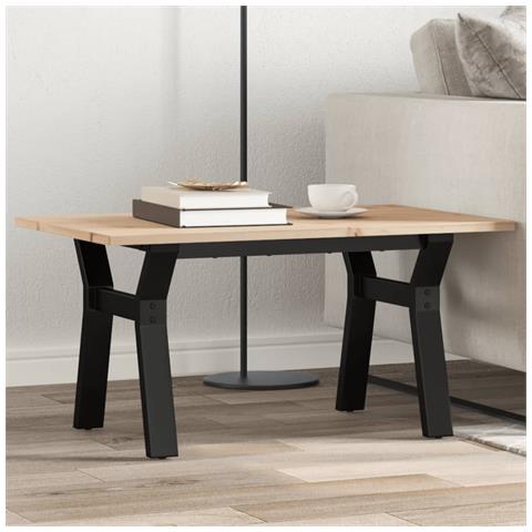 Tavolino da Salotto Telaio a Y 80x50x40 cm Legno Pino e Acciaio - Foto 2