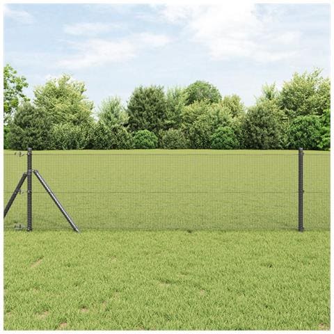 Recinzione in Filo Saldato con 13 Pali Grigia 0.4x100 m Acciaio - Foto 2