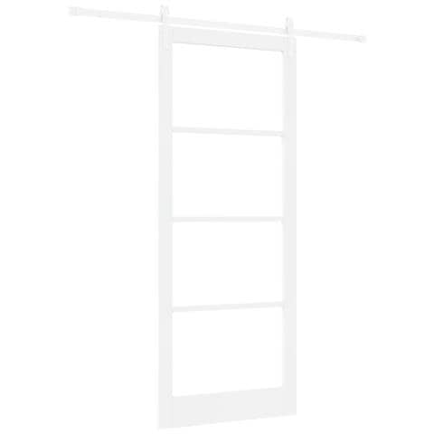 Porta Scorrevole  con Set Hardware 'ORKDAL'Bianca Legno Massello & Vetro, Porta Interna  con Vetro 'ORKDAL'Bianca 93x232x4 cm - Foto 1