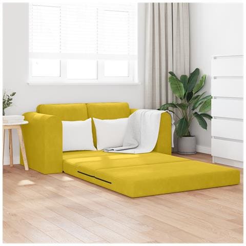 Divano letto 2-in-1 Giallo 148x71x83 cm in velluto - Foto 2