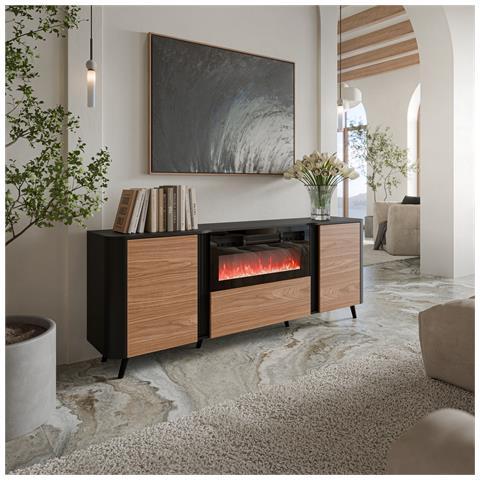 Volare cassettiera 200 x 39 x 75 cm nero /noce + camino - Foto 2