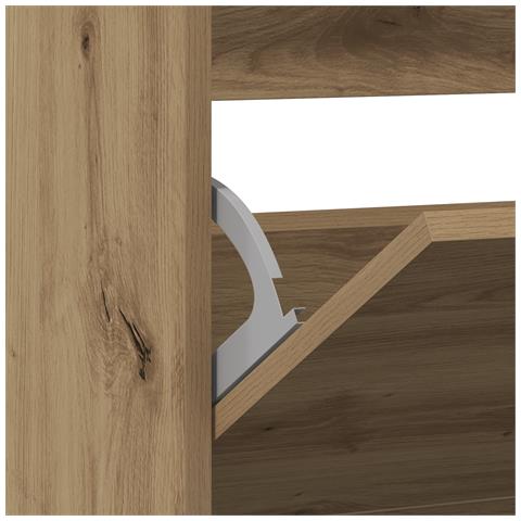Mobile per scarpe con cassetto a ribalta in rovere affumicato 80x21x87,5 cm - Foto 9