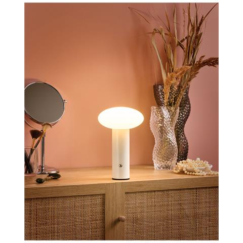 Lampada Da Tavolo Senza Fili A Led Buayan Con Dimmer Metallo Bianco - Foto 1