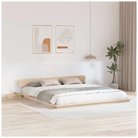 Struttura del letto Marrone 200 x 200 cm legno - Foto 2