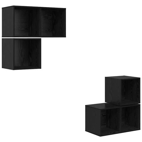 Set mobile TV 4 pz Rovere Nero Legno ingegnerizzato - Foto 1