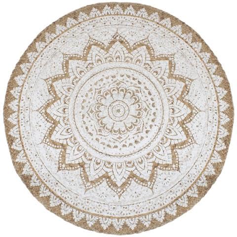 Tappeto In Juta Intrecciata Con Stampa 210 Cm Rotondo - Foto 2