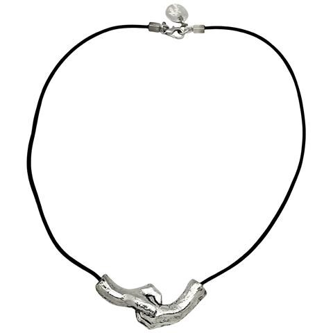 Collana Union Realizzata In Argento Sterling 925 10µ E Pelle Nera - Foto 1