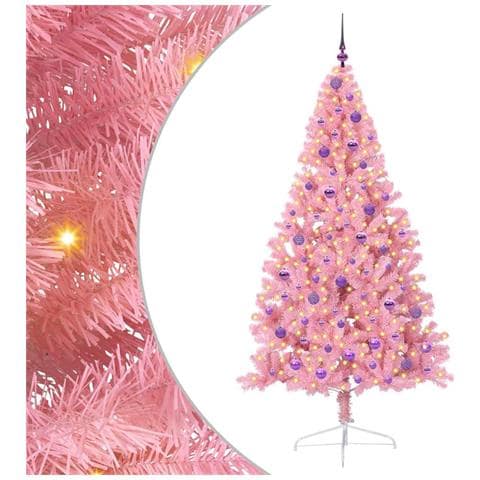 Albero di Natale artificiale con luci integrate Rosa 210 cm PVC - Foto 1