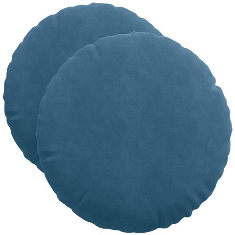 Cuscini per Seduta 2 pcs Blu Ø 40 x 13 cm Velluto - Foto 1