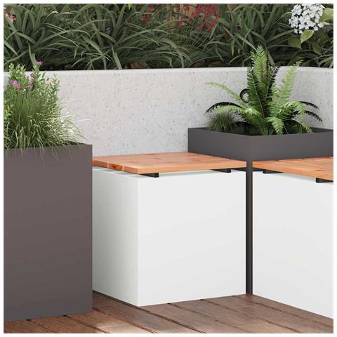 Panchina da giardino Bianco 40 x 40 x 43 cm Acciaio - Foto 2