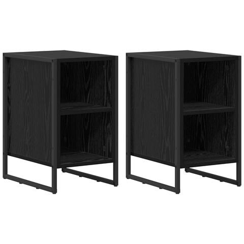 Comodino 2 pcs Rovere Nero 39.5 x 30 x 50 cm Legno multistrato - Foto 1