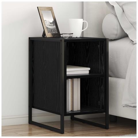 Comodino 2 pcs Rovere Nero 39.5 x 30 x 50 cm Legno multistrato - Foto 2