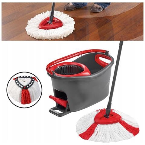 Testa Rotante Per Mop 38 Cm - Compatibile Con Vileda Easy Wring E Clean Turbo | Microfibra Lavabile, Multiuso, 100% Riutilizzabile - Foto 2