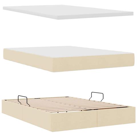 Letto con contenitore e LED con led Crema 140 x 200 cm Tessuto - Foto 9