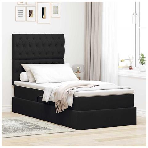 Letto con contenitore e materasso Nero 90 x 190 cm Velluto - Foto 2