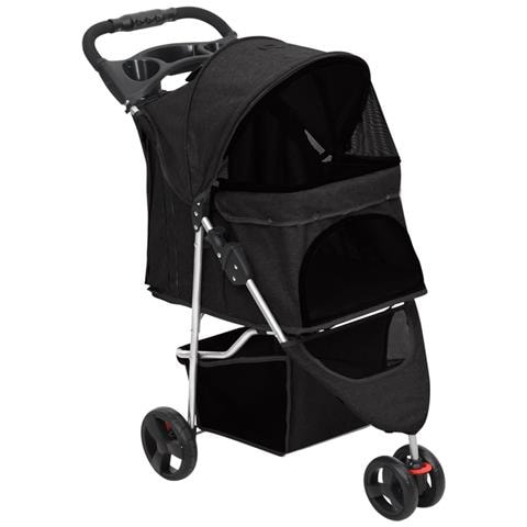 Passeggino per Cani Pieghevole Nero 80x46x98cm Tessuto Oxford - Foto 1