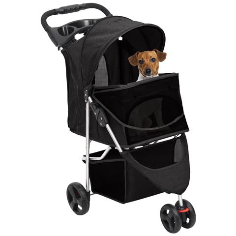 Passeggino per Cani Pieghevole Nero 80x46x98cm Tessuto Oxford - Foto 2