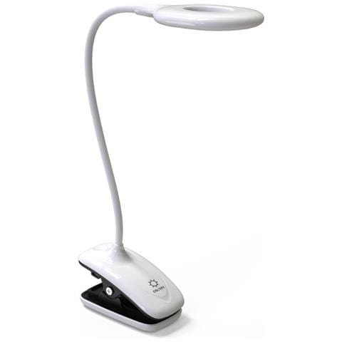 Lampada Da Scrivania Clip-on Ricaricabile A Anello - 28 Led, Luce Morbida 3 Temperature Dimmerabile, Collo Silicone 360°, Bianco - Foto 2