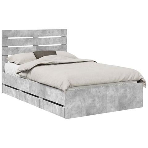 Struttura del letto con cassetto Grigio cemento 135 x 190 cm - Foto 1