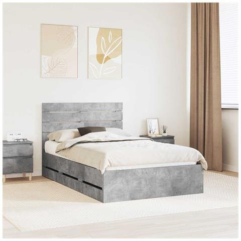 Struttura del letto con cassetto Grigio cemento 135 x 190 cm - Foto 2