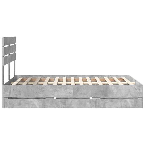 Struttura del letto con cassetto Grigio cemento 135 x 190 cm - Foto 9