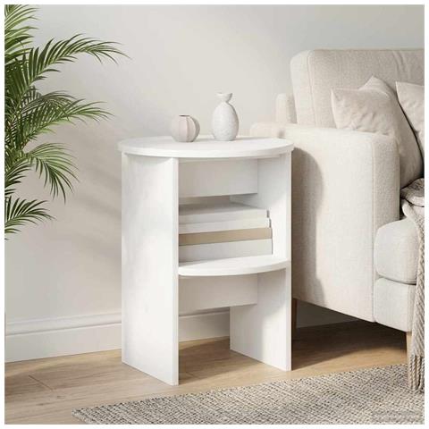 Mobile laterale Bianco Ø40 x 50 cm Legno ingegnerizzato - Foto 2