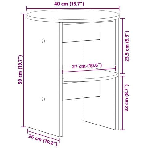Mobile laterale Bianco Ø40 x 50 cm Legno ingegnerizzato - Foto 9