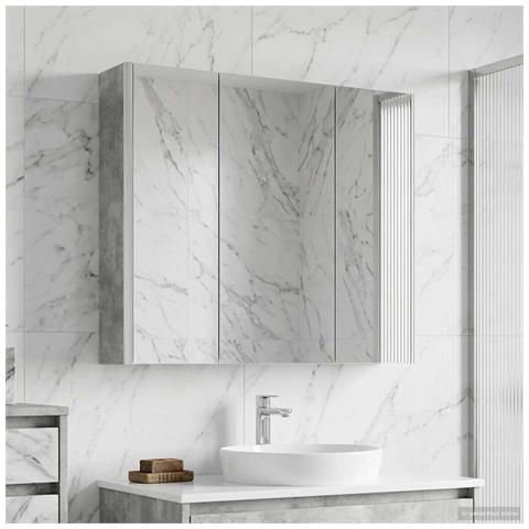 Mobiletto per specchio da bagno con lo scaffale Grigio cemento - Foto 2