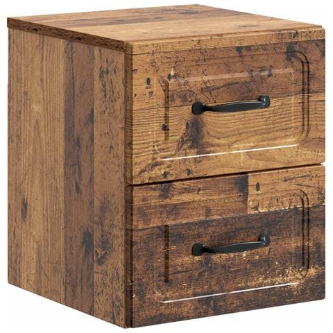 Mobiletto da notte a muro Legno antico 34,5 x 33 x 40 cm - Foto 1