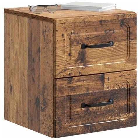 Mobiletto da notte a muro Legno antico 34,5 x 33 x 40 cm - Foto 2