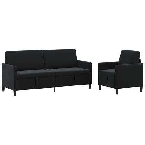 Set di Divani con Storage 2 pz Nero Poliestere - Foto 1