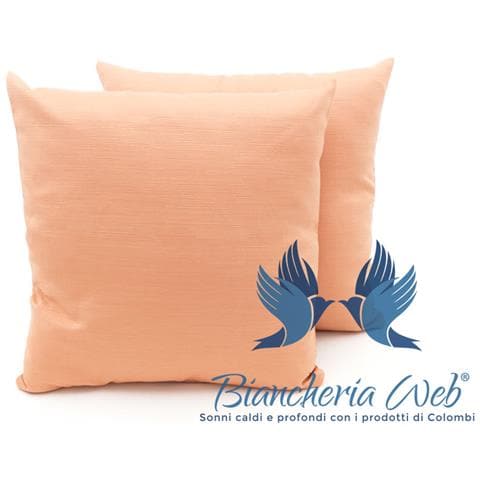 Coppia Cuscini Arredo Imbottiti Tessuto Ottoman In Tinta Unita Colore Salmone 05 40x40 Salmone 05 - Foto 1