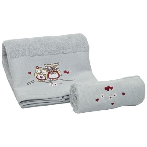Set Asciugamano Copiola Salvietta Bagno In Spugna 100% Cotone Mod Gufetti Copiola Grigio - Foto 12